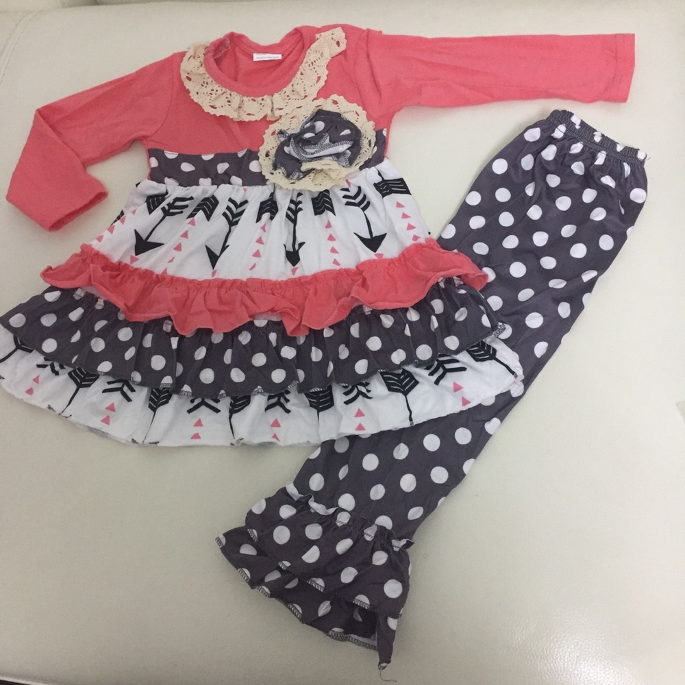 Flower 🌸🌺 Ruffle Embroidered Cute Pants Outfit - Picture 4 of 7